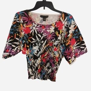 Cable & Gauge Floral Women's Top - Black, Pink, Blue
